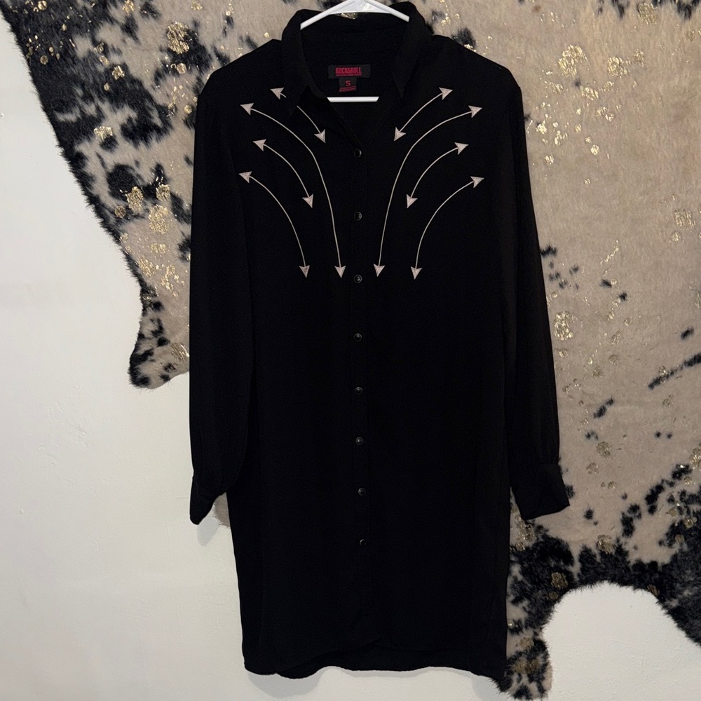 Rock and roll denim embroidered Midi Dress